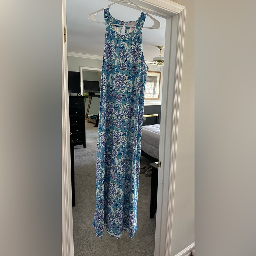 Stella Parker Collection Elegant  Blue Paisley Maxi Dress